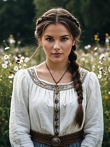 Realistic Medieval Girl in Summer Dress
