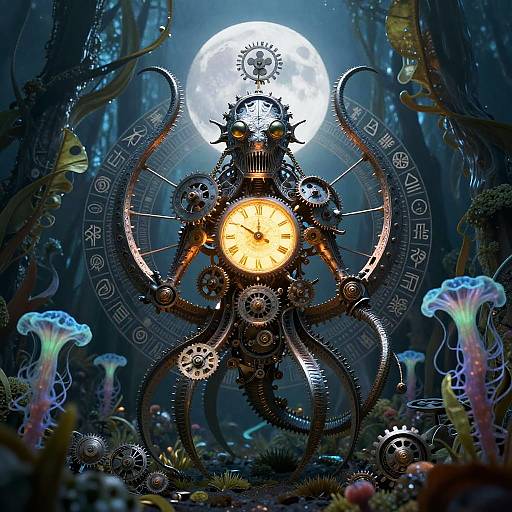 Moonlit Clockwork Kraken and Sentinel