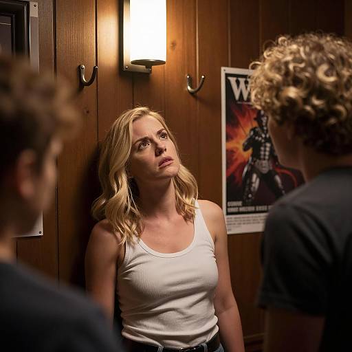 Intense Moment Between Two People in Dimly Lit Wooden Room