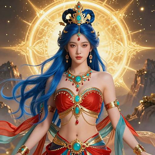 Serene Goddess with Golden Halo