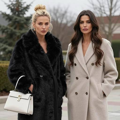 Winter Portrait of Two Stylish Women