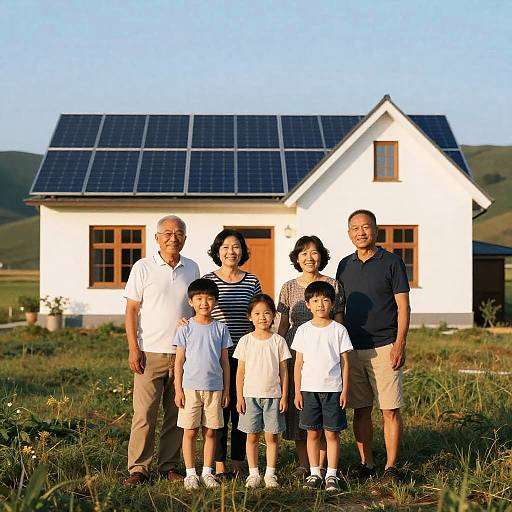 Multi-Generational Solar Farmhouse at Golden Hour
