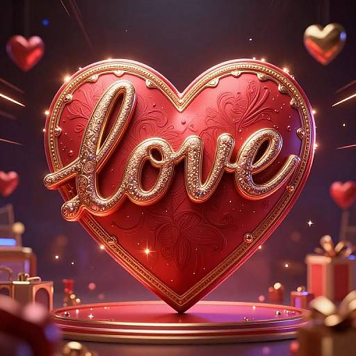 Ornate Heart with Love Inscription