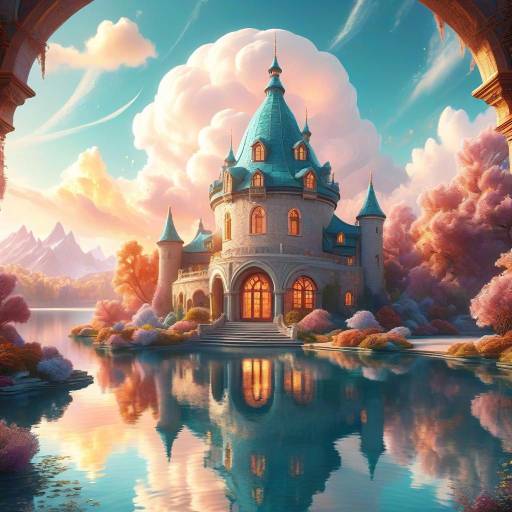 Whimsical Cloud-Shaped Tower Illustration