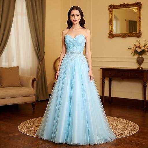 Woman in Blue Dress Indoors