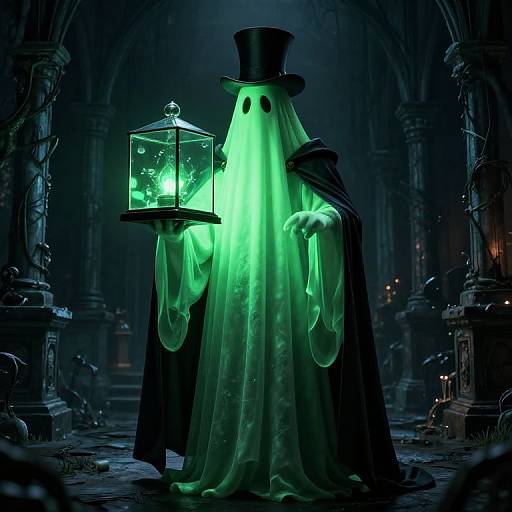 Glowing Ghost with Glass Box