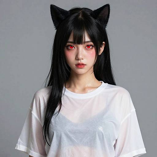 Realistic 3D Girl with Cat Ears