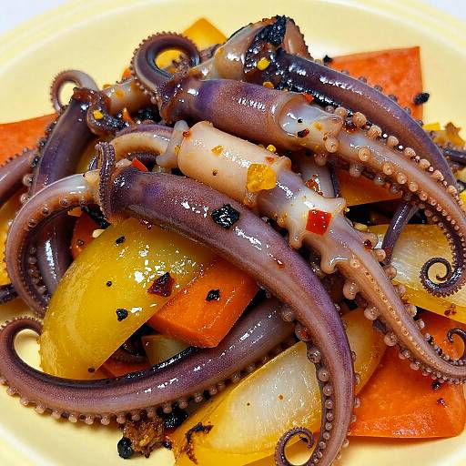 Vibrant Squid Tentacles with Spiced Vegetables