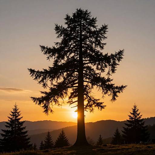 Giant Spruce at Vibrant Sunset