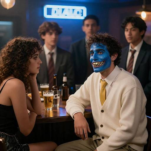 Vibrant Bar Scene with Unique Characters