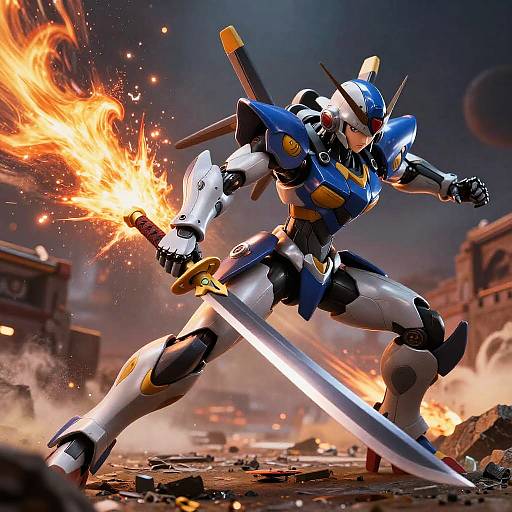 Epic Mecha Anime Battle Scene