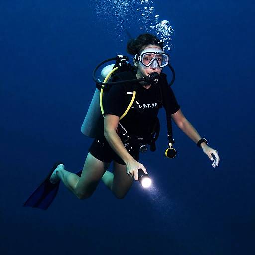 Scuba Diving Woman in Underwater Scene