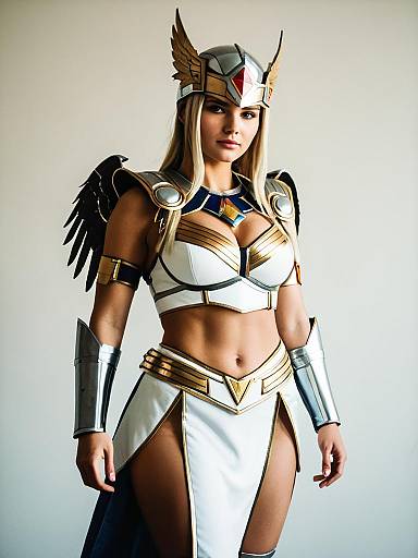 Woman in Valkyrie Namco Cosplay Costume