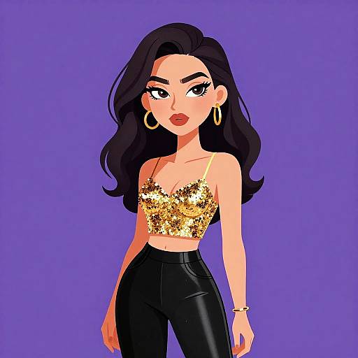 Glam Rock Woman in Gold Sequins