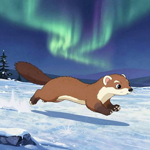 Fearless Ermine Sprinting Over Tundra