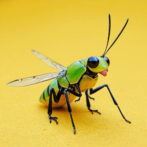 Energetic Boy with Butterflies and Grasshopper Energetic Boy with Butterflies and Grasshopper