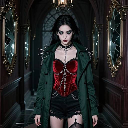 Fierce Gothic Villainess in Crimson Velvet