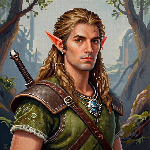 Beaded Portrait of DND Druid Adventurer