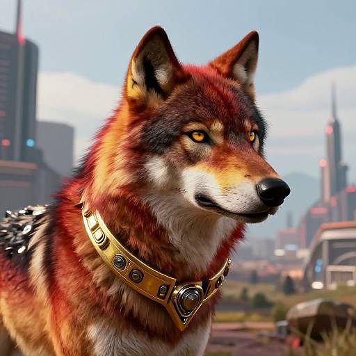 Cyberpunk Majestic Wolf in 2050