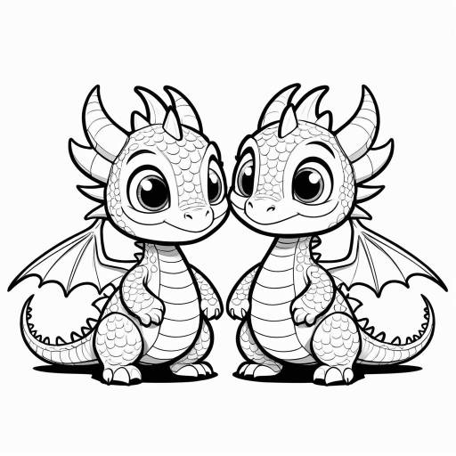 Adorable Dragons in a Castle Coloring Page