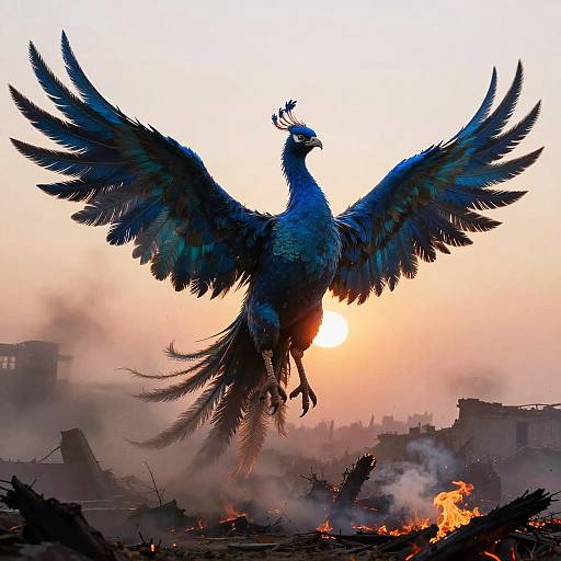 Majestic Azure Phoenix Rising