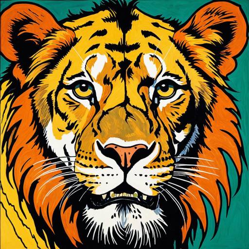 Expressionist Pop Art Lion Illustration