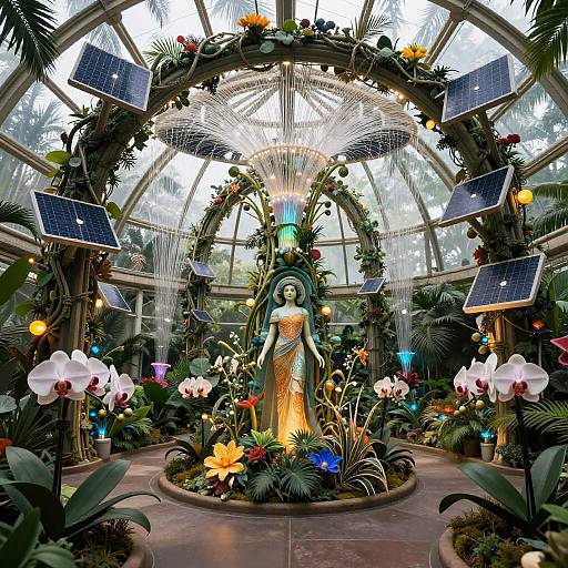 Futuristic High-Tech Tropical Greenhouse