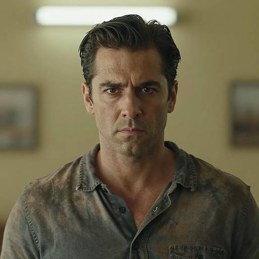 Intense Man in Blurred Color Background