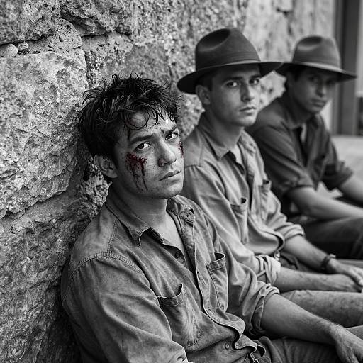 Intense Reunion: Black and White Portrait