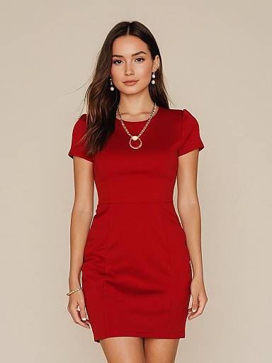 Woman in Red Fitted Mini Dress