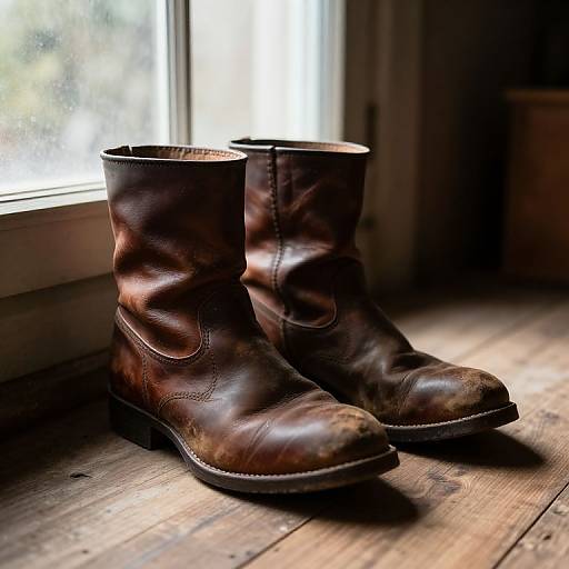 Rustic Worn Leather Boots Scene