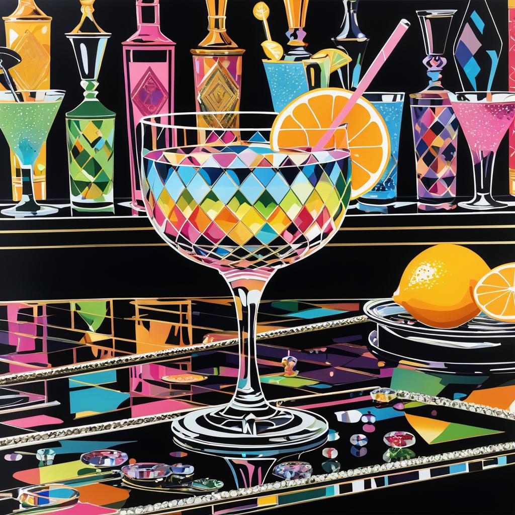 Whimsical Cocktail Art in Warhol Style