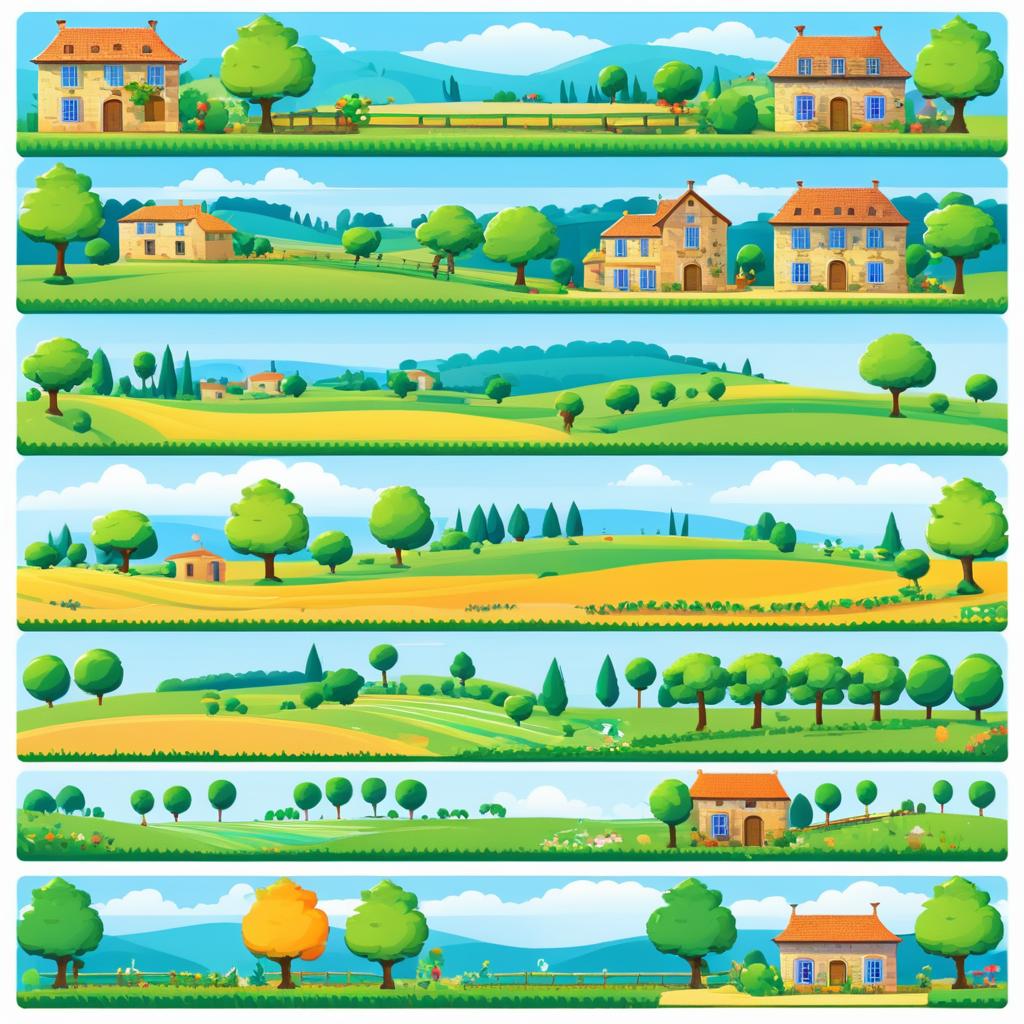 Vibrant 2D Sprite Sheet: French Countryside