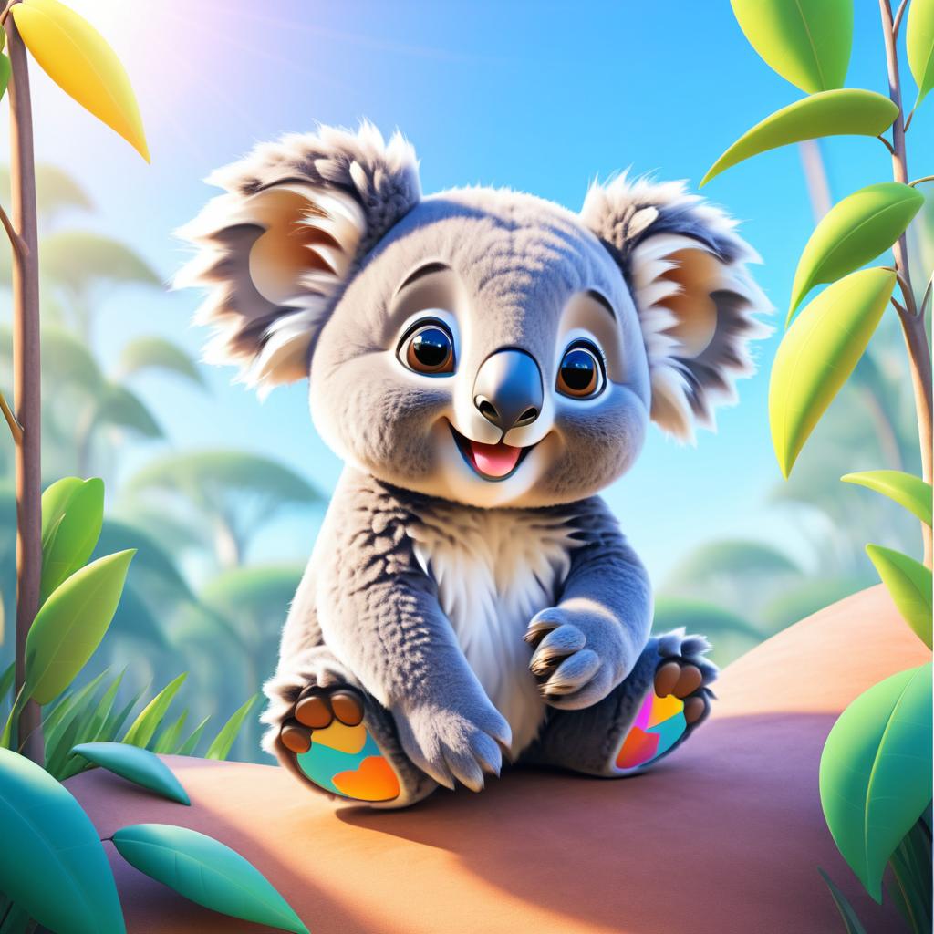 Adorable Koala in Vibrant Storybook Scene