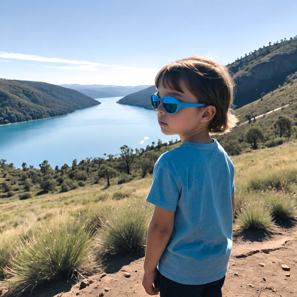 Child in Oversized Sunglasses Outdoors