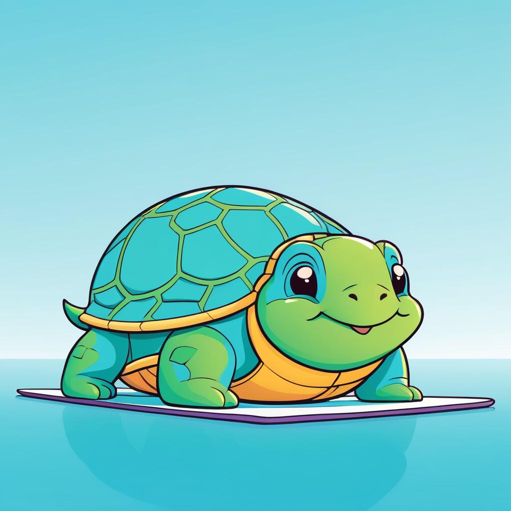 Joyful Turtle in Yoga Pose Illustration