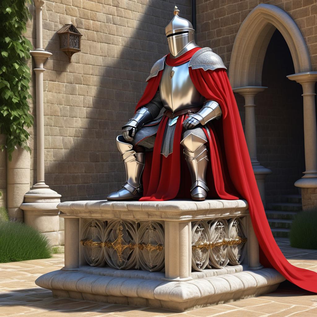 Noble Knight in Medieval Castle Courtyard