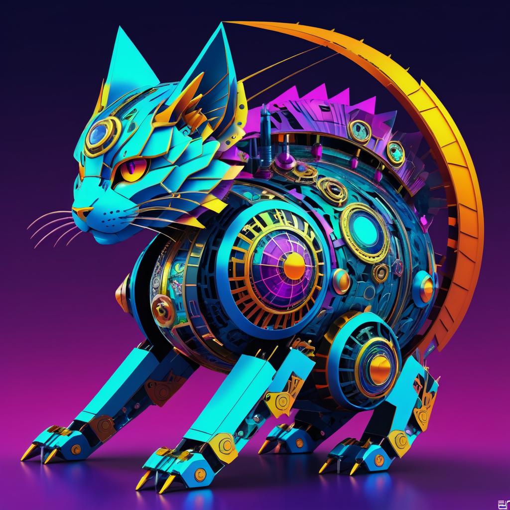 Futuristic Dragon Droid Cat Artwork