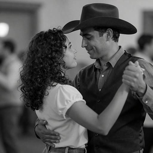Romantic Couple Dancing in Black and White