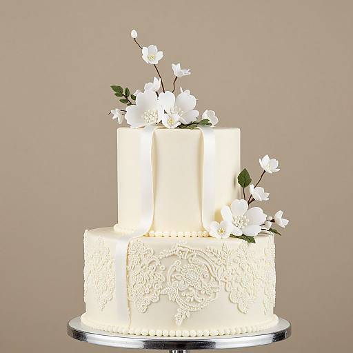 Elegant Two-Tiered Lace Wedding Cake