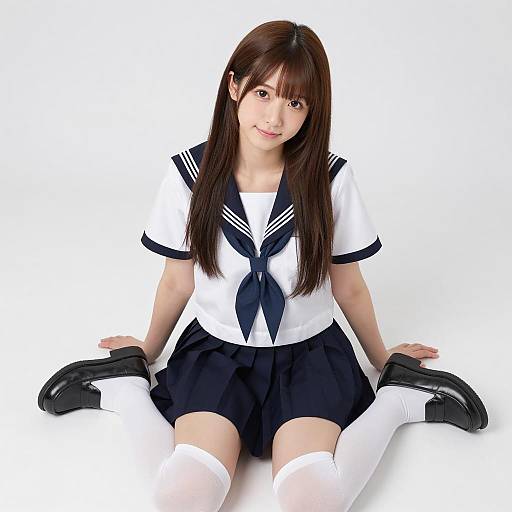 Elegant Asian Schoolgirl Overhead View