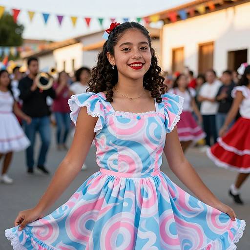 Cheerful Teenage Girl at Festive Parade
