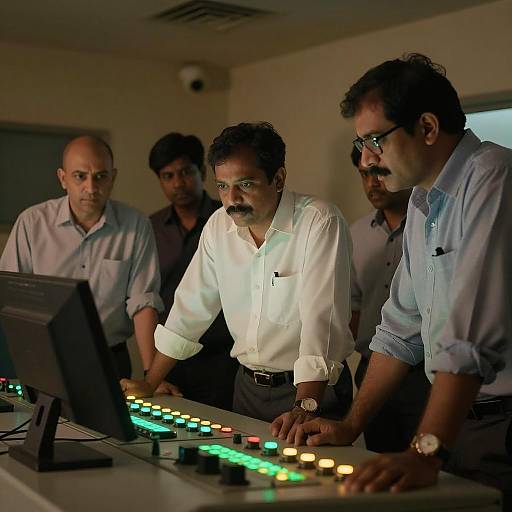 Focus in a Dimly Lit Control Room