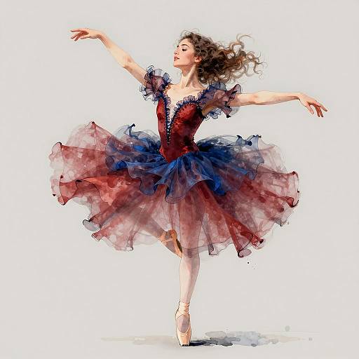 Elegant Ballerina in Crimson Tutu Dance