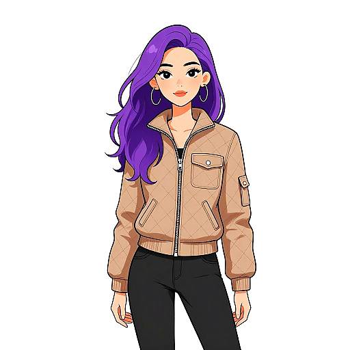 Stylish Woman in Casual Quilt Jacket