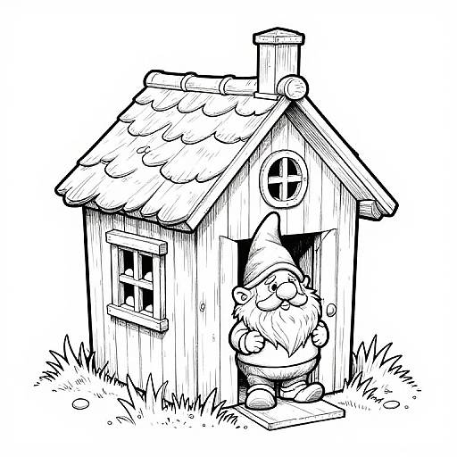 Realistic Gnome Outhouse Coloring Page