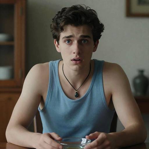 Surprised Young Man in Dim Light