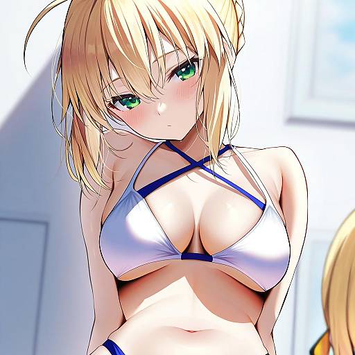 Illustration of Artoria pendragon (swimsuit archer) (fate), fate (series) in the style of Nidaime (doronbo)