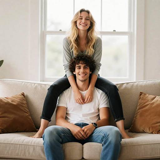 Happy Young Couple Relaxing at Home