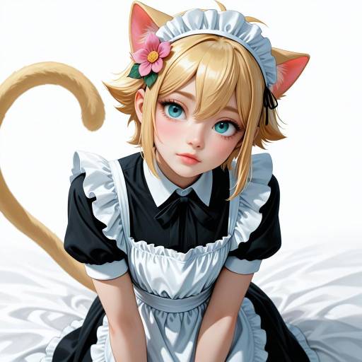Charming Cat-Eared Maid Character